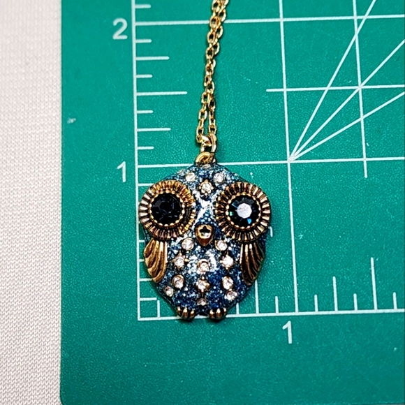 Betsey Johhson Owl Pendant With Blue Rhinestones - Picture 6 of 12